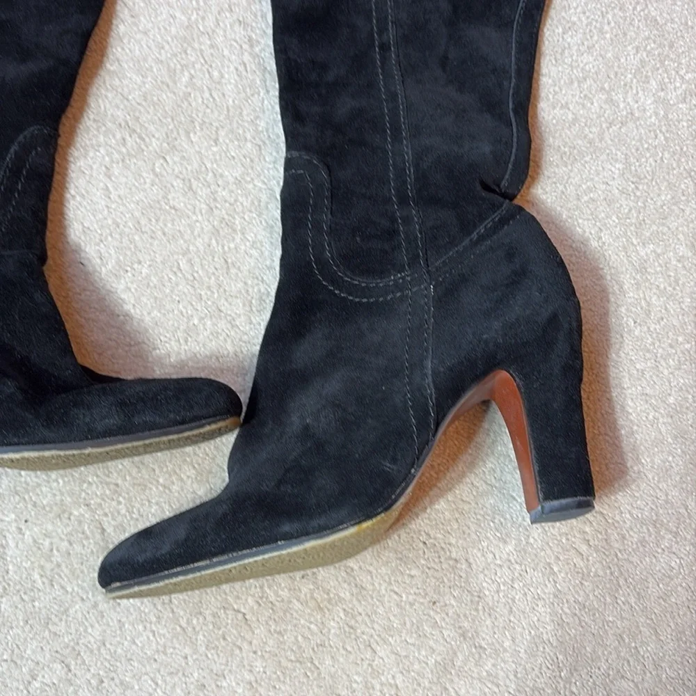 🧤 Sam Edelman, black suede knee-high Sutton boots: